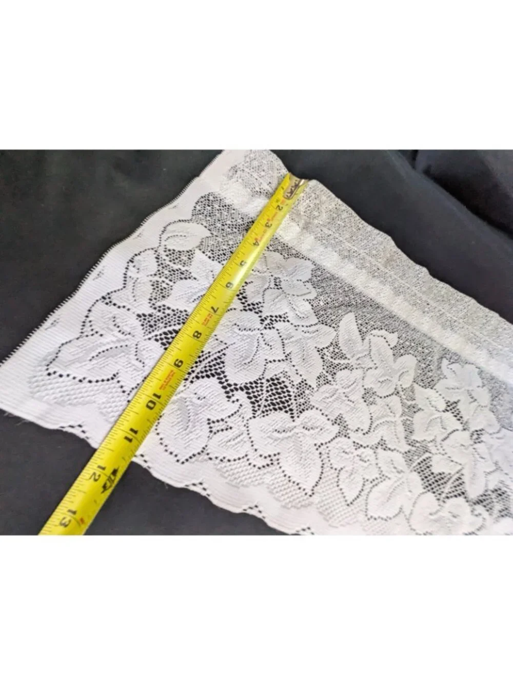 Vintage Sheer Lace Valance and Cafe Curtain Set White Ivy Print 1 Window